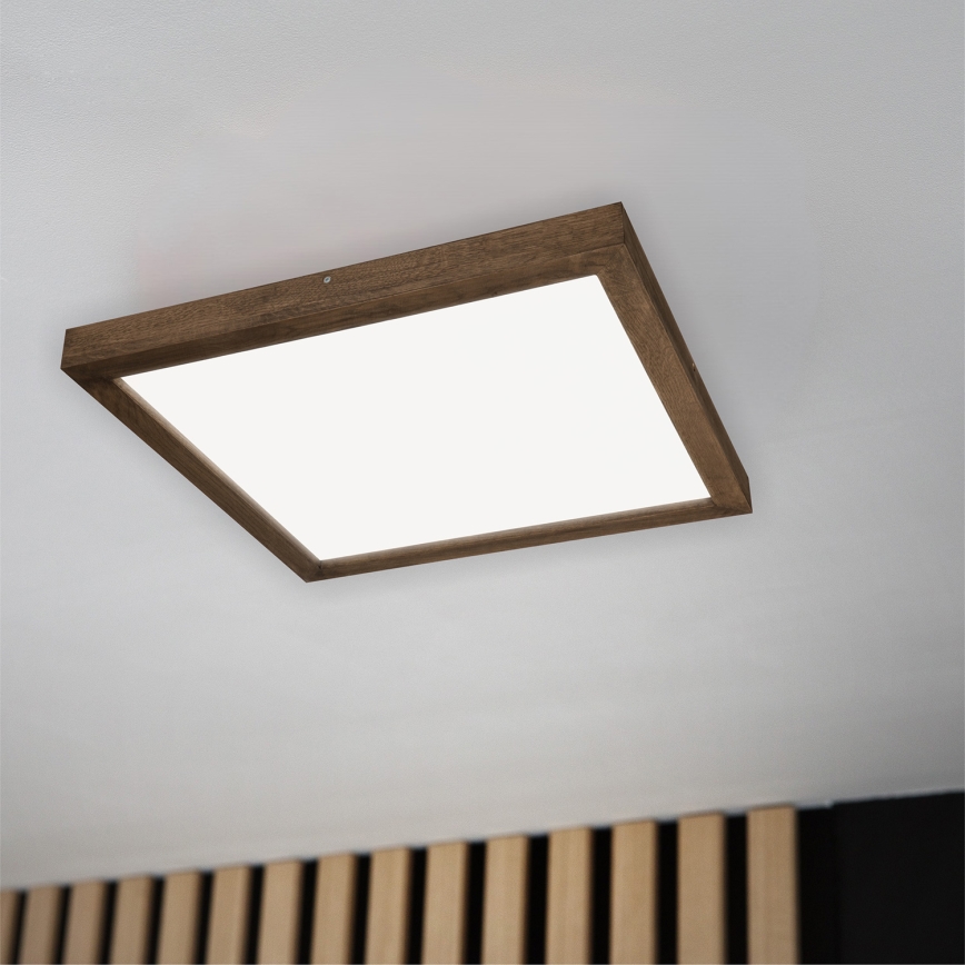 Brilagi - LED Stmívatelné koupelnové stropní svítidlo WOODY FRAME LED/50W/230V dub ořech 60x60 cm 3000-6000K IP44 + dálkové ovládání