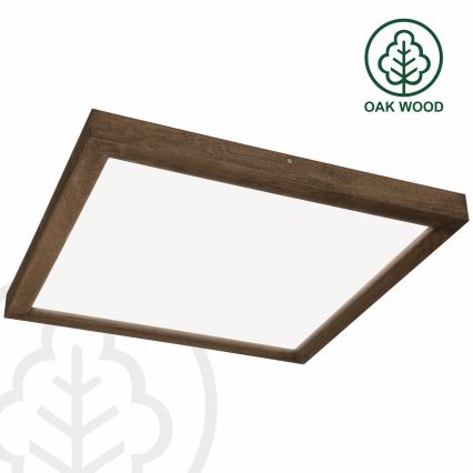 Brilagi - LED Stmívatelné koupelnové stropní svítidlo WOODY FRAME LED/50W/230V dub ořech 60x60 cm 3000-6000K IP44 + dálkové ovládání