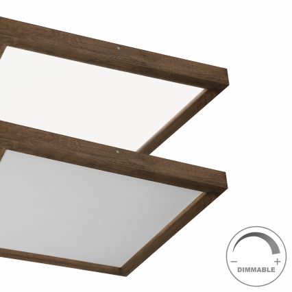 Brilagi - LED Stmívatelné koupelnové stropní svítidlo WOODY FRAME LED/50W/230V dub ořech 60x60 cm 3000-6000K IP44 + dálkové ovládání