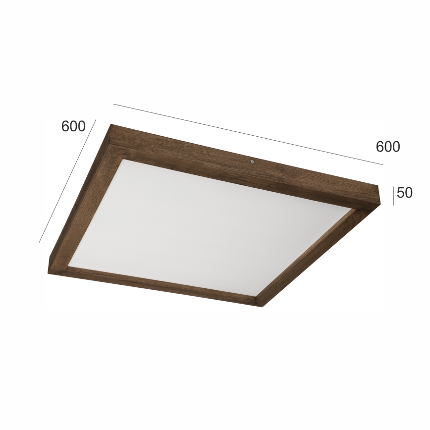 Brilagi - LED Stmívatelné koupelnové stropní svítidlo WOODY FRAME LED/50W/230V dub ořech 60x60 cm 3000-6000K IP44 + dálkové ovládání