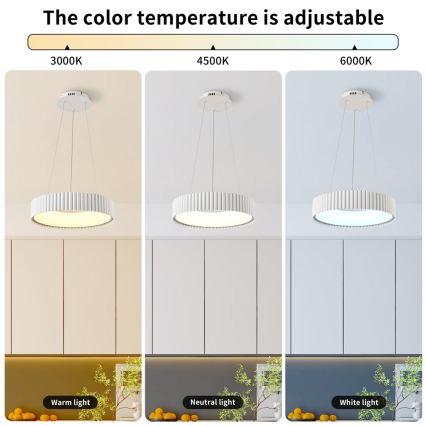 Brilagi - LED Stmívatelný lustr na lanku FALCON MODERN LED/30W/230V 3000-6000K pr. 40 cm bílá + dálkové ovládání
