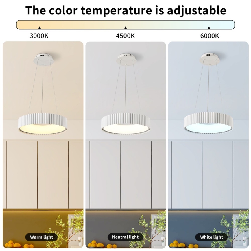 Brilagi - LED Stmívatelný lustr na lanku FALCON MODERN LED/30W/230V 3000-6000K pr. 40 cm bílá + dálkové ovládání