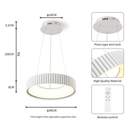 Brilagi - LED Stmívatelný lustr na lanku FALCON MODERN LED/30W/230V 3000-6000K pr. 40 cm bílá + dálkové ovládání