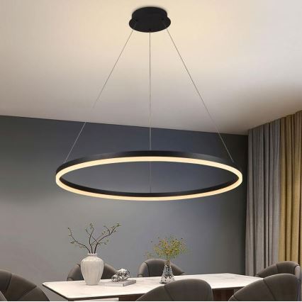 Brilagi - LED Stmívatelný lustr na lanku CIRCLE LED/55W/230V 3000-6500K černá + dálkové ovládání