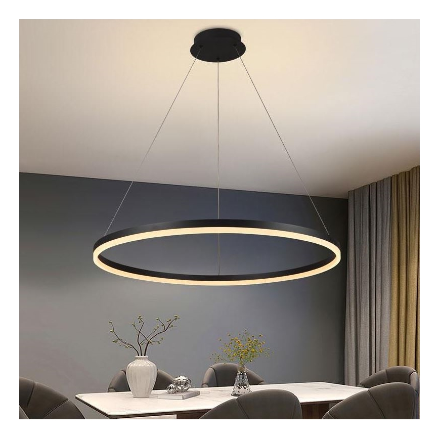 Brilagi - LED Stmívatelný lustr na lanku CIRCLE LED/55W/230V 3000-6500K černá + dálkové ovládání