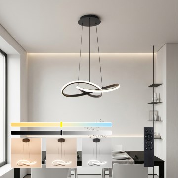 Brilagi - LED Stmívatelný lustr na lanku INFINITY LED/55W/230V 3000-6000K 50x50 cm černá + dálkové ovládání