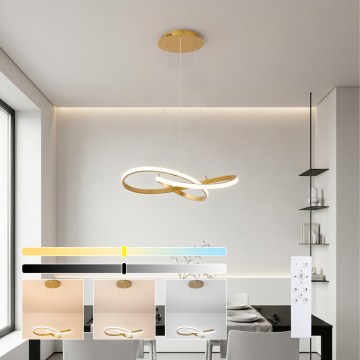 Brilagi - LED Stmívatelný lustr na lanku INFINITY LED/55W/230V 3000-6000K 50x50 cm zlatá + dálkové ovládání