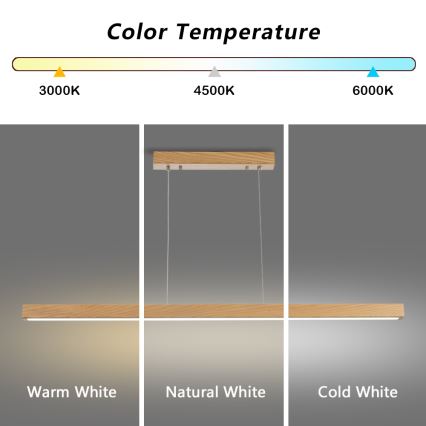 Brilagi - LED Stmívatelný lustr na lanku OAK SMART LED/30W/230V Wi-Fi Tuya dub + dálkové ovládání