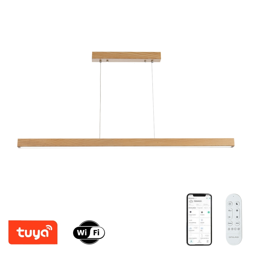 Brilagi - LED Stmívatelný lustr na lanku OAK SMART LED/30W/230V Wi-Fi Tuya dub + dálkové ovládání