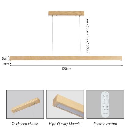 Brilagi - LED Stmívatelný lustr na lanku OAK SMART LED/30W/230V Wi-Fi Tuya dub + dálkové ovládání