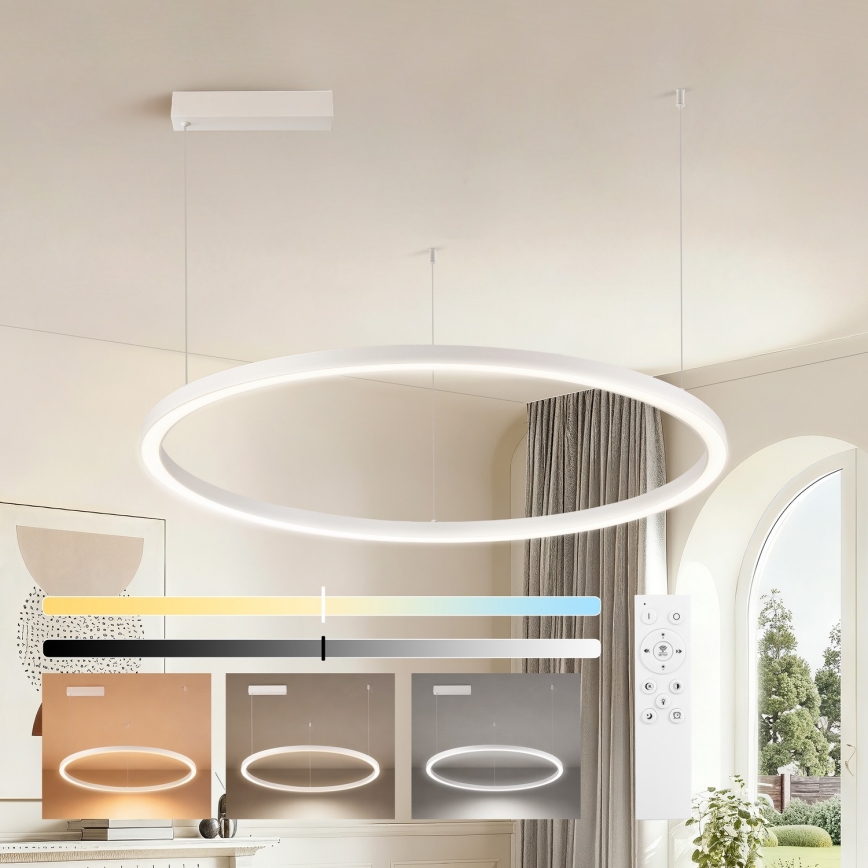 Brilagi - LED Stmívatelný lustr na lanku PORTOFINO LED/60W/230V 3000-6000K pr. 80 cm bílá + dálkové ovládání