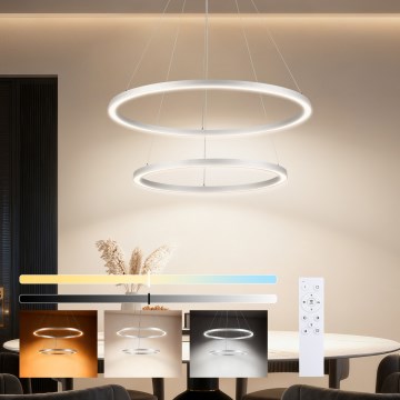 Brilagi - LED Stmívatelný lustr na lanku PORTOFINO LED/98W/230V 3000-6000K pr. 80 cm stříbrná + dálkové ovládání