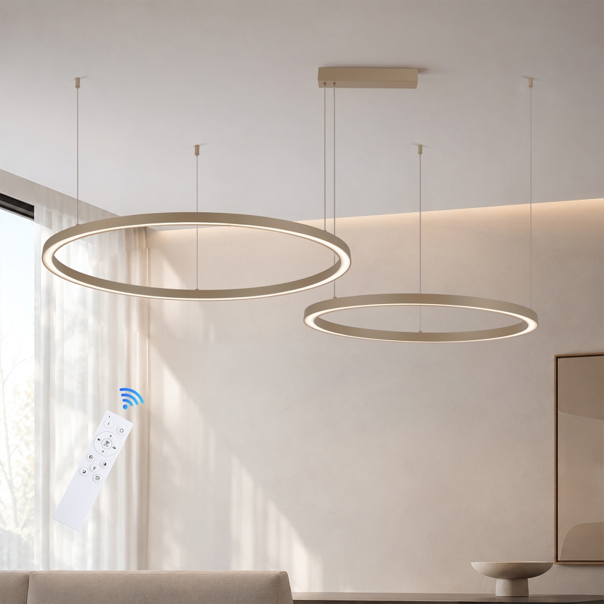 Brilagi - LED Stmívatelný lustr na lanku PORTOFINO LED/98W/230V 3000-6000K béžová + dálkové ovládání