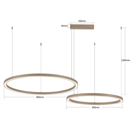 Brilagi - LED Stmívatelný lustr na lanku PORTOFINO LED/98W/230V 3000-6000K béžová + dálkové ovládání