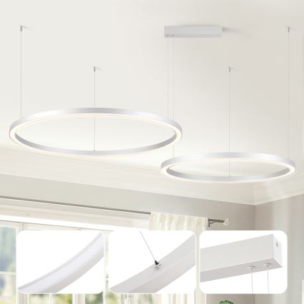 Brilagi - LED Stmívatelný lustr na lanku PORTOFINO LED/98W/230V 3000-6000K stříbrná + dálkové ovládání