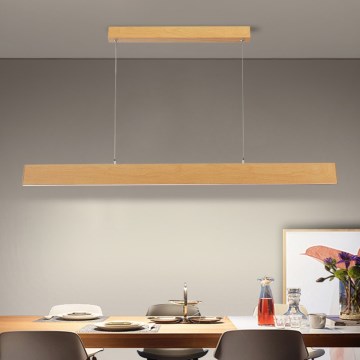 Brilagi - LED Stmívatelný lustr na lanku SLIMLINE LED/40W/230V 3000-6000K dekor dubu + dálkové ovládání