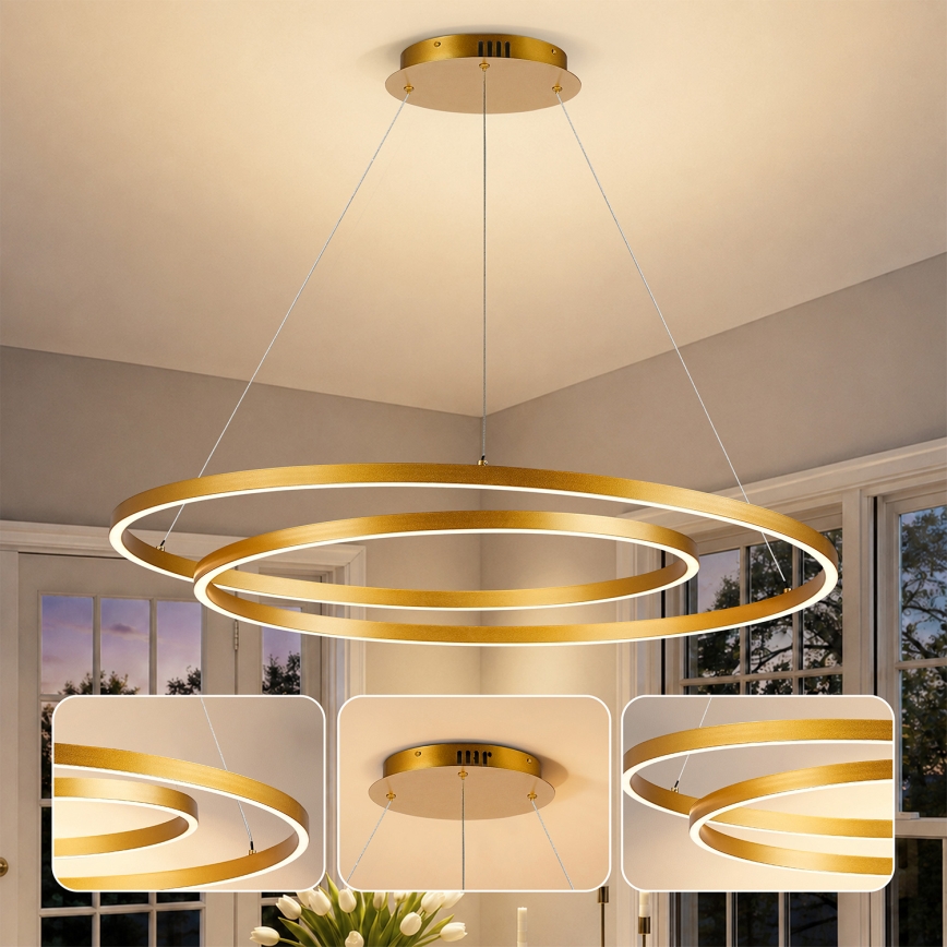 BRILAGI - LED Stmívatelný lustr na lanku TWISTER LED/105W/230V 3000-6000K pr. 100 cm zlatá + dálkové ovládání