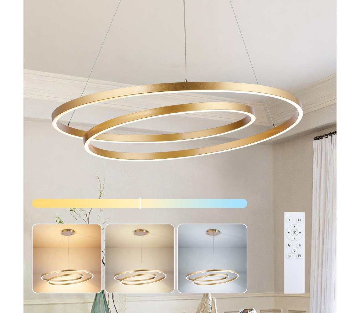 Brilagi-LED Stmívatelný lustr na lanku TWISTER LED/105W/230V pr.100 cm zlatá+DO BRI484