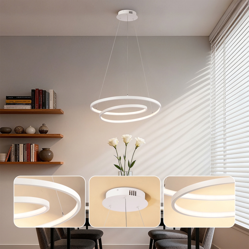 Brilagi - LED Stmívatelný lustr na lanku TWISTER LED/48W/230V 3000-6000K pr. 50 cm bílá + dálkové ovládání