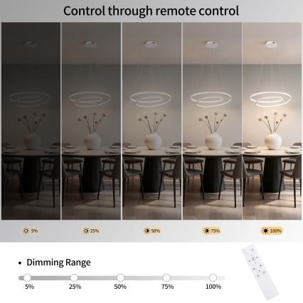 Brilagi - LED Stmívatelný lustr na lanku TWISTER LED/48W/230V 3000-6000K pr. 50 cm bílá + dálkové ovládání