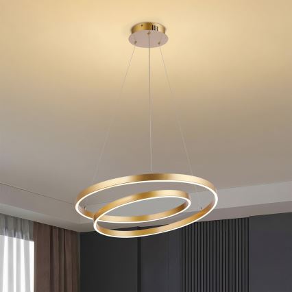 Brilagi - LED Stmívatelný lustr na lanku TWISTER LED/48W/230V 3000-6000K pr. 50 cm zlatá + dálkové ovládání