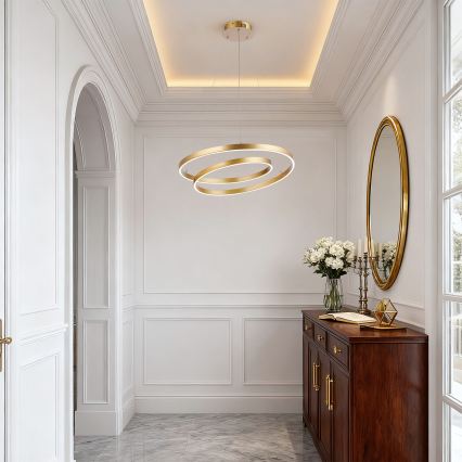 Brilagi - LED Stmívatelný lustr na lanku TWISTER LED/48W/230V 3000-6000K pr. 50 cm zlatá + dálkové ovládání