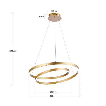 Brilagi - LED Stmívatelný lustr na lanku TWISTER LED/48W/230V 3000-6000K pr. 50 cm zlatá + dálkové ovládání