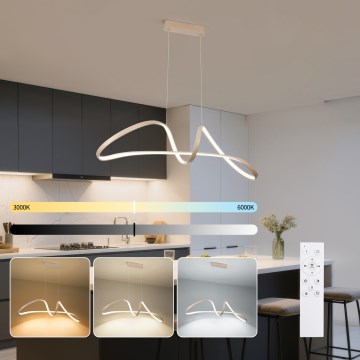 Brilagi - LED Stmívatelný lustr na lanku TWISTER LED/60W/230V 3000-6000K béžová + dálkové ovládání