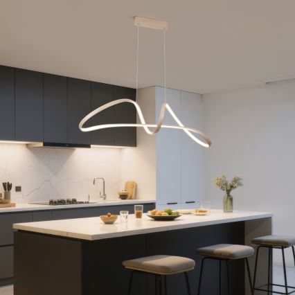 Brilagi - LED Stmívatelný lustr na lanku TWISTER LED/60W/230V 3000-6000K béžová + dálkové ovládání