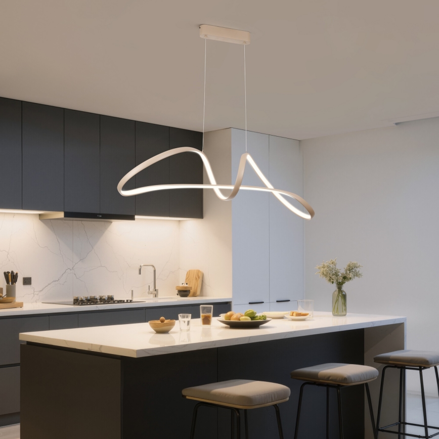 Brilagi - LED Stmívatelný lustr na lanku TWISTER LED/60W/230V 3000-6000K béžová + dálkové ovládání