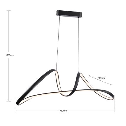 Brilagi - LED Stmívatelný lustr na lanku TWISTER LED/60W/230V 3000-6000K černá + dálkové ovládání