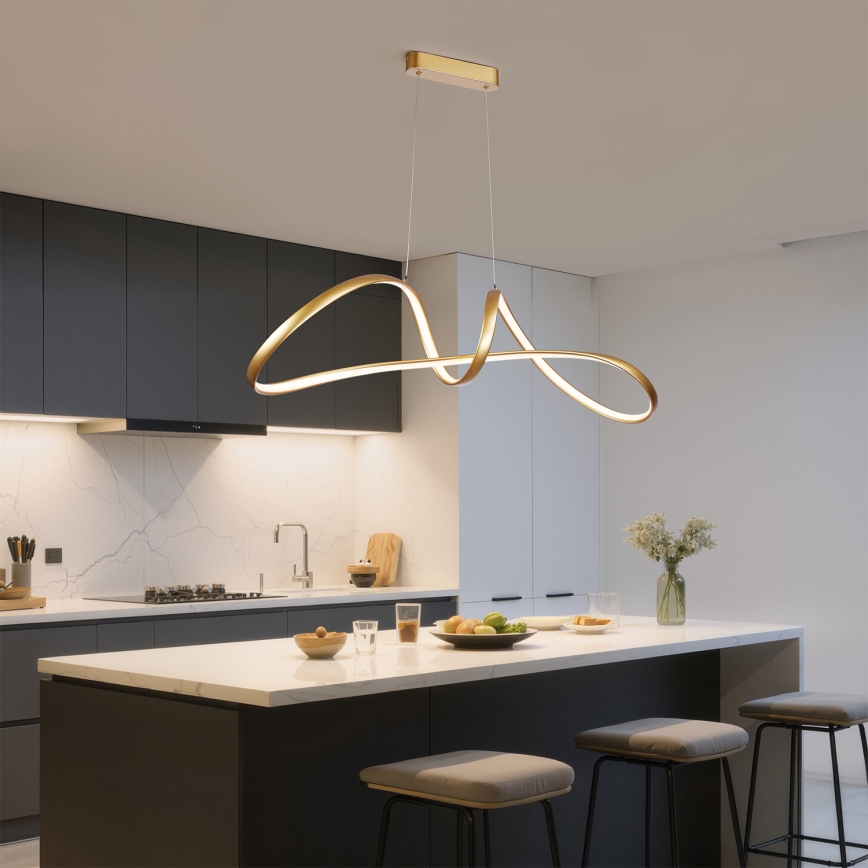 Brilagi - LED Stmívatelný lustr na lanku TWISTER LED/60W/230V 3000-6000K zlatá + dálkové ovládání