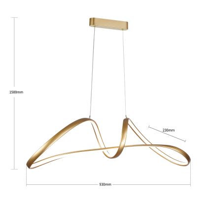 Brilagi - LED Stmívatelný lustr na lanku TWISTER LED/60W/230V 3000-6000K zlatá + dálkové ovládání