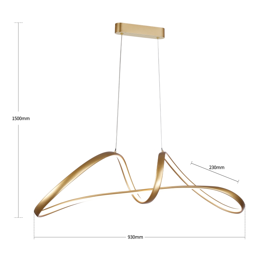 Brilagi - LED Stmívatelný lustr na lanku TWISTER LED/60W/230V 3000-6000K zlatá + dálkové ovládání