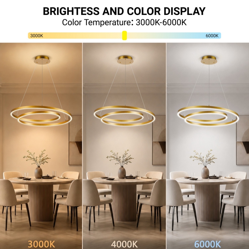 Brilagi - LED Stmívatelný lustr na lanku TWISTER LED/75W/230V 3000-6000K zlatá + dálkové ovládání