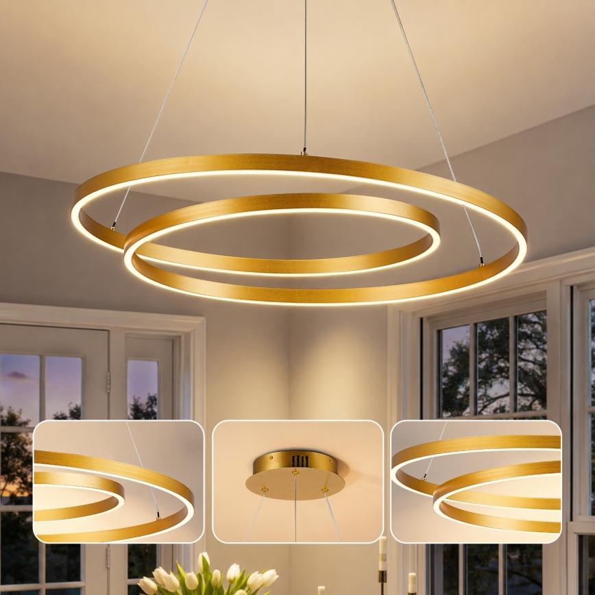 Brilagi - LED Stmívatelný lustr na lanku TWISTER LED/75W/230V 3000-6000K zlatá + dálkové ovládání