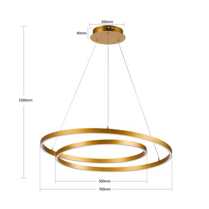Brilagi - LED Stmívatelný lustr na lanku TWISTER LED/75W/230V 3000-6000K zlatá + dálkové ovládání