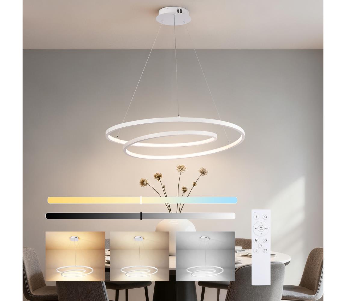 Brilagi-LED Stmívatelný lustr na lanku TWISTER LED/75W/230V pr. 70 cm bílá + DO BRI479