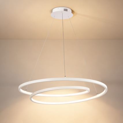 Brilagi - LED Stmívatelný lustr na lanku TWISTER LED/75W/230V 3000-6000K pr. 70 cm bílá + dálkové ovládání