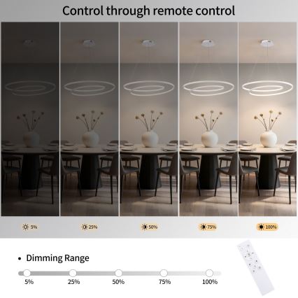 Brilagi - LED Stmívatelný lustr na lanku TWISTER LED/75W/230V 3000-6000K pr. 70 cm bílá + dálkové ovládání