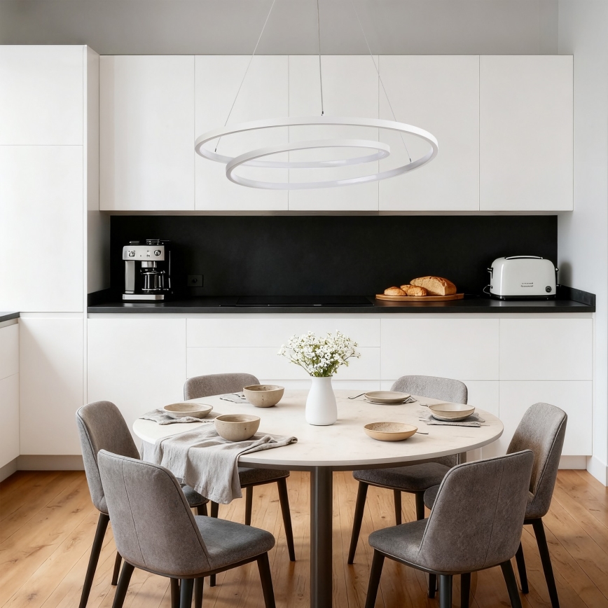 Brilagi - LED Stmívatelný lustr na lanku TWISTER LED/75W/230V 3000-6000K pr. 70 cm bílá + dálkové ovládání