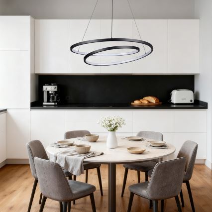 Brilagi - LED Stmívatelný lustr na lanku TWISTER LED/75W/230V 3000-6000K pr. 70 cm černá + dálkové ovládání