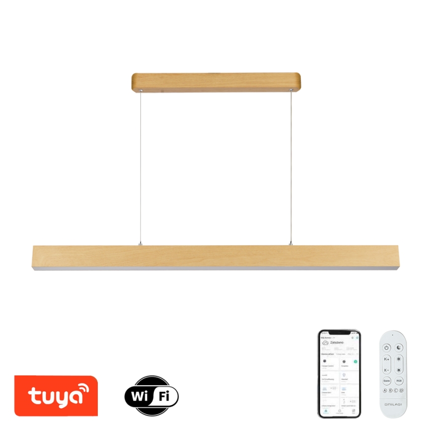 Brilagi - LED Stmívatelný lustr SLEEKLINE SMART LED/40W/230V Wi-Fi Tuya dekor dubu + dálkové ovládání