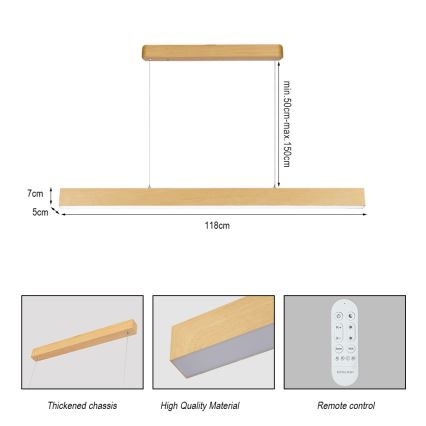 Brilagi - LED Stmívatelný lustr SLEEKLINE SMART LED/40W/230V Wi-Fi Tuya dekor dubu + dálkové ovládání