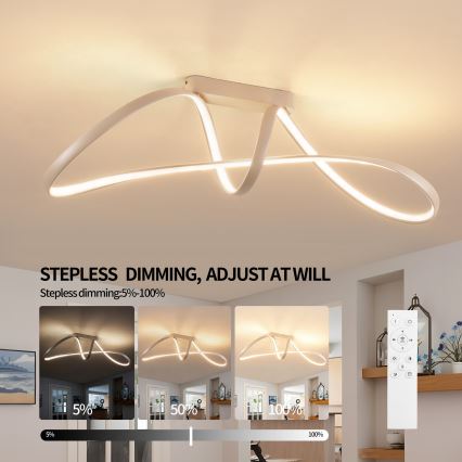 Brilagi - LED Stmívatelný přisazený lustr TWISTER LED/60W/230V 3000-6000K béžová + dálkové ovládání