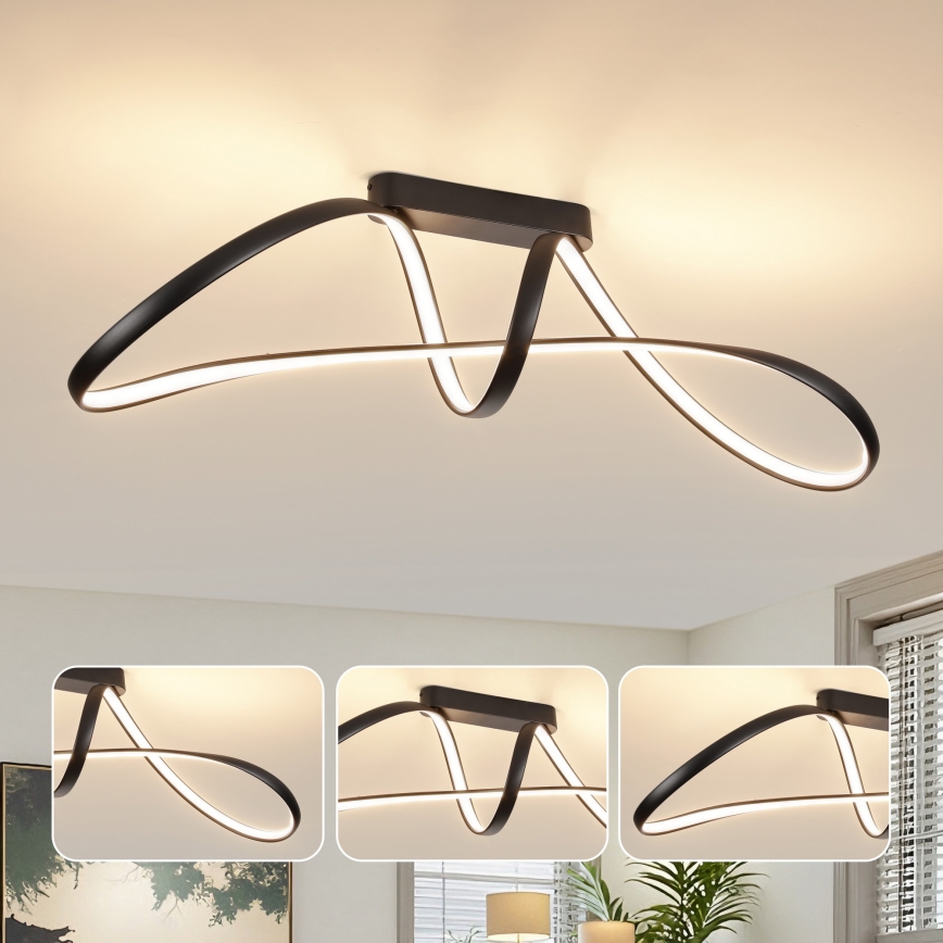 Brilagi - LED Stmívatelný přisazený lustr TWISTER LED/60W/230V 3000-6000K černá + dálkové ovládání