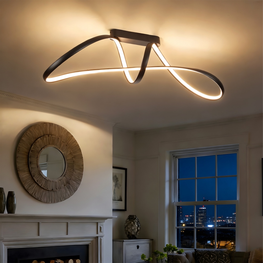 Brilagi - LED Stmívatelný přisazený lustr TWISTER LED/60W/230V 3000-6000K černá + dálkové ovládání