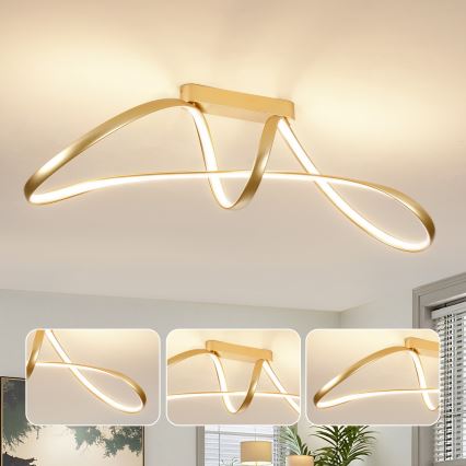 Brilagi - LED Stmívatelný přisazený lustr TWISTER LED/60W/230V 3000-6000K zlatá + dálkové ovládání
