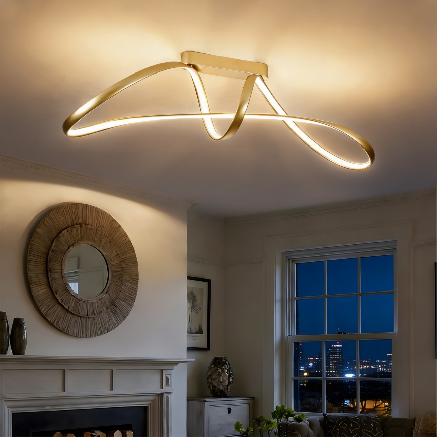 Brilagi - LED Stmívatelný přisazený lustr TWISTER LED/60W/230V 3000-6000K zlatá + dálkové ovládání