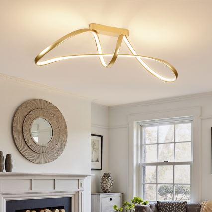 Brilagi - LED Stmívatelný přisazený lustr TWISTER LED/60W/230V 3000-6000K zlatá + dálkové ovládání